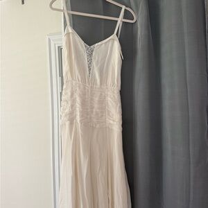 Reformation Ivory Leonia Lace-Front Spaghetti-Strap Maxi Dress